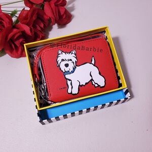 Marc Tetro Women Men Red Westie Terrier Zip Around Wallet / Wristlet New In Box